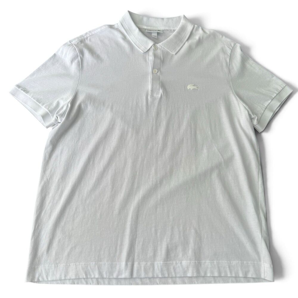 Lacoste Regular Fit Golf Polo Men XL 6 White Cotton Short Sleeve Rubber Logo - Picture 2 of 12